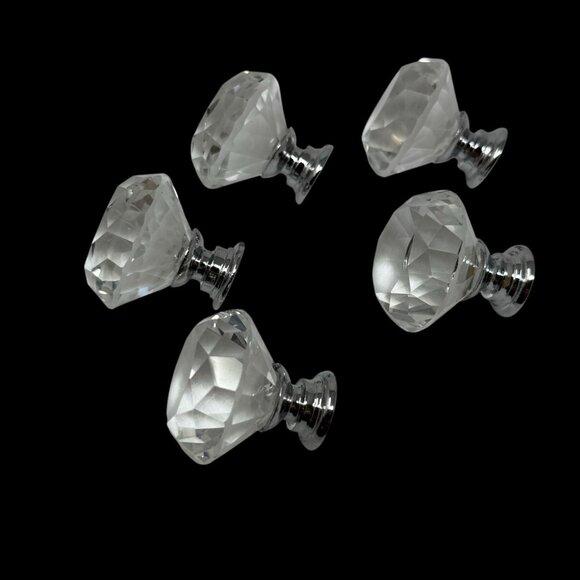 5 Crystal Diamond Drawer Knobs Door Pulls Retro Screws Furniture Flips Glam - Picture 6 of 8